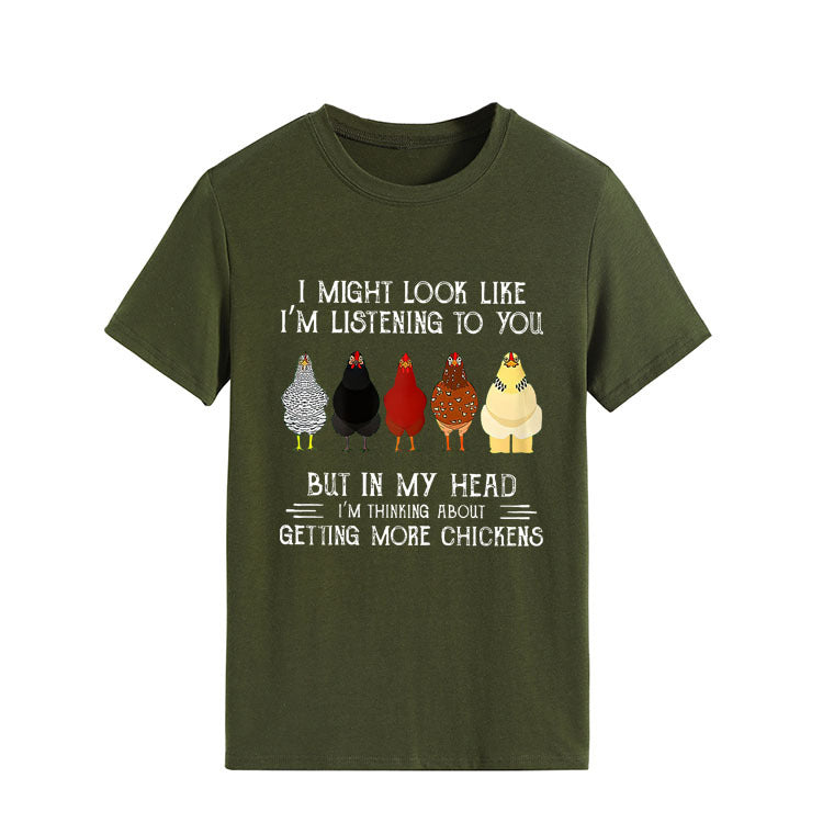 Simple Round Neck Pullover Blouse Print T-shirt