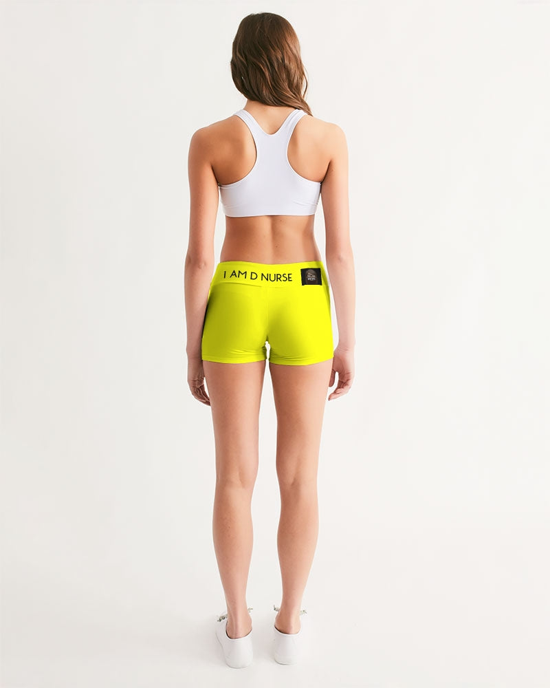 Angry Yellow Women's Mid-Rise Yoga Shorts