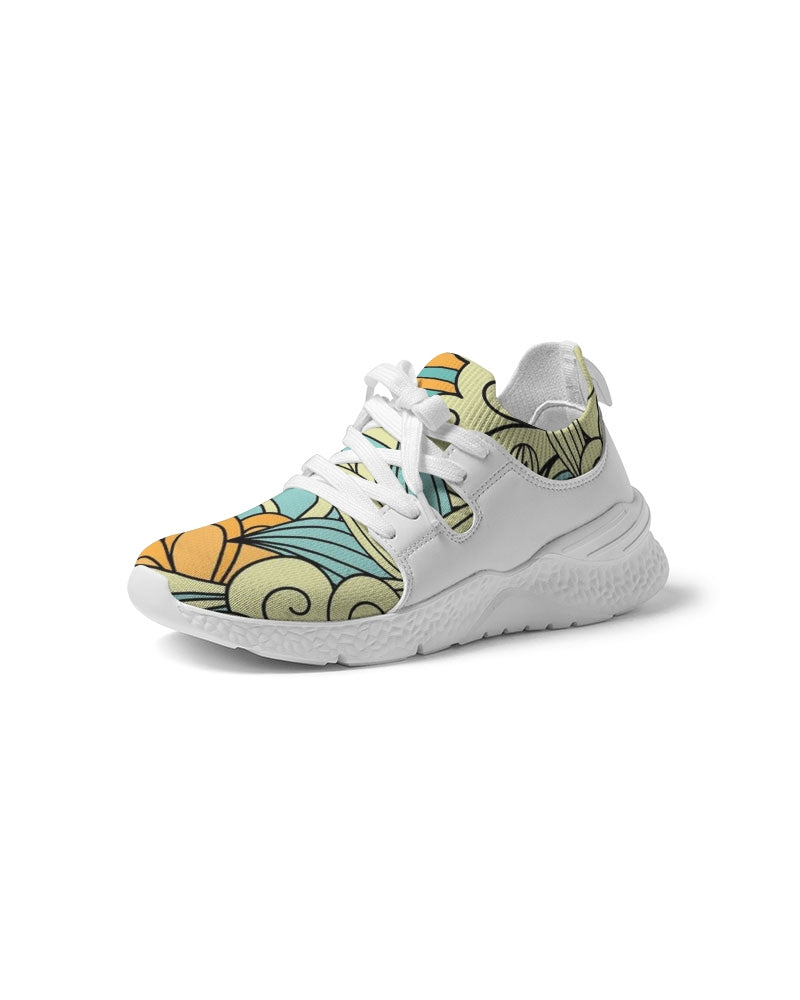 Angry yellow blue green print Women's Two-Tone Sneaker