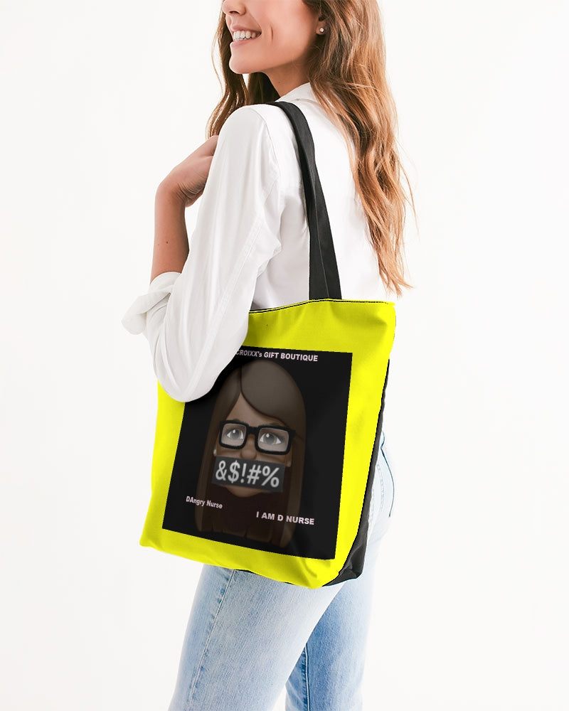 Angry Yellow Canvas Zip Tote