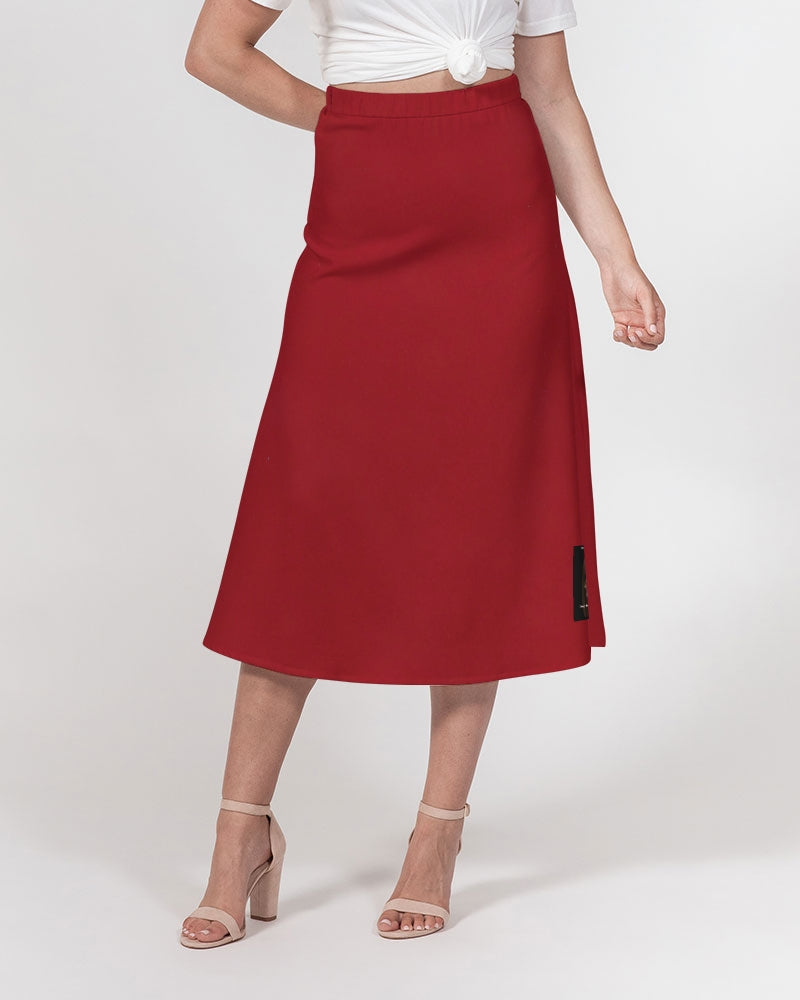 red Women's A-Line Midi Skirt