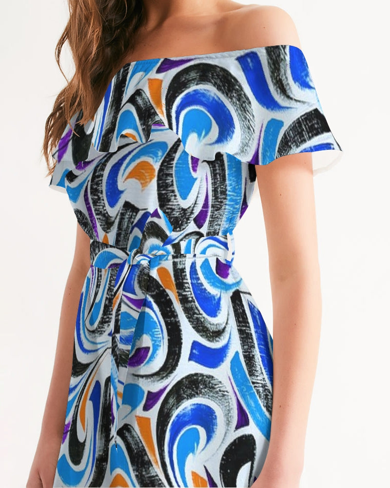 Angry Twirls Women's Off-Shoulder Dress