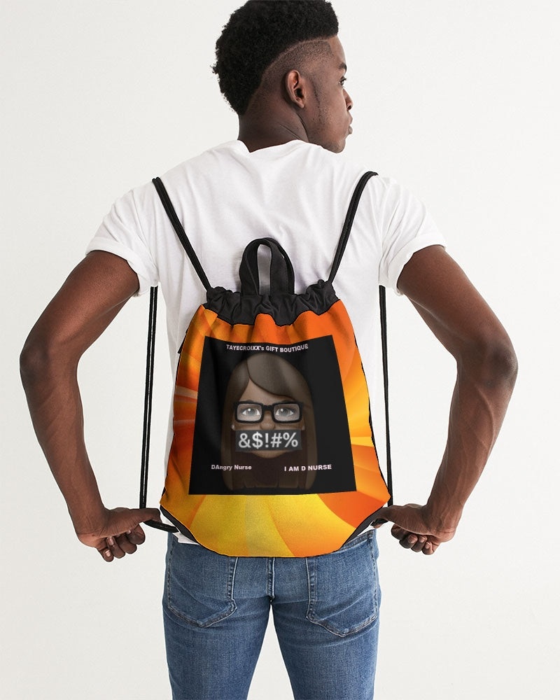 angry orange Canvas Drawstring Bag
