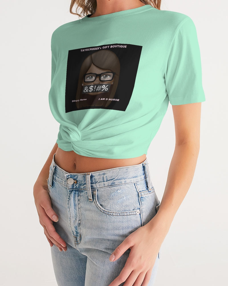 Angry pastel green Women's Twist-Front Cropped Tee
