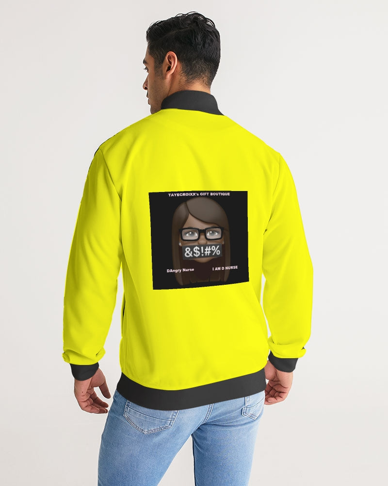 Angry Yellow Men's Stripe-Sleeve Track Jacket