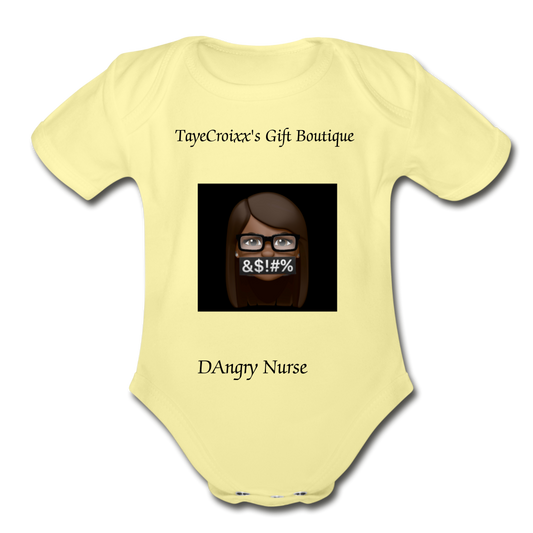 Organic Short Sleeve Baby Bodysuit - washed yellow