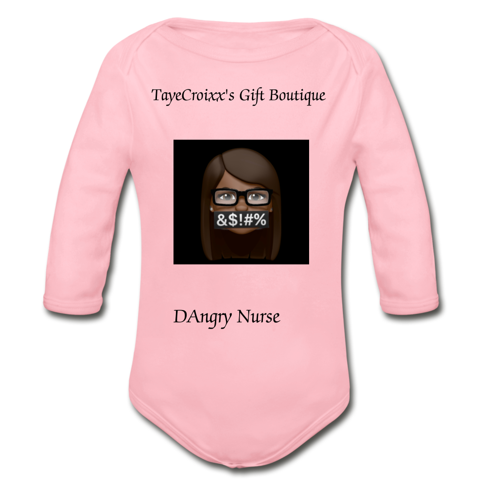 Organic Long Sleeve Baby Bodysuit - light pink