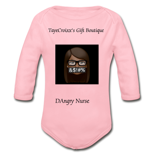 Organic Long Sleeve Baby Bodysuit - light pink